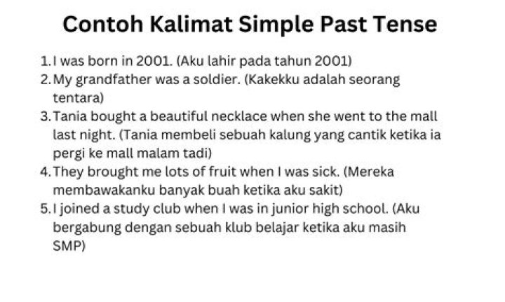 Apa contoh kalimat simple past tense?
