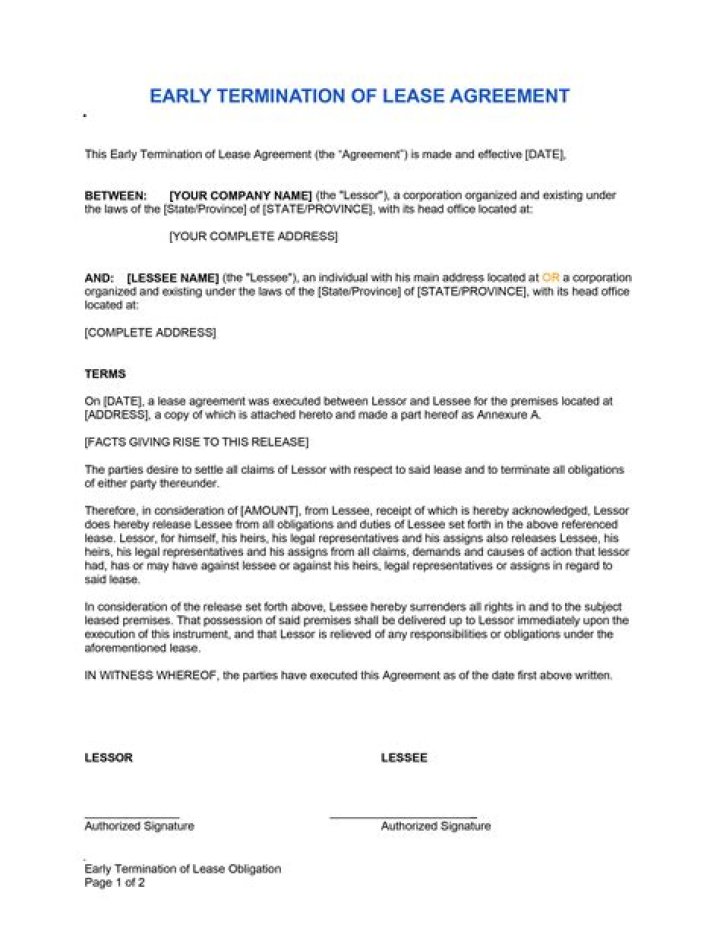 Can I cancel tenancy agreement early?