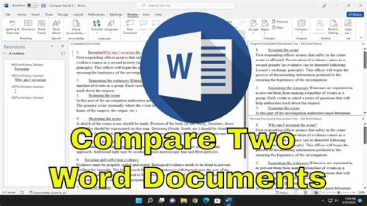 Can I compare 2 Word documents for differences?