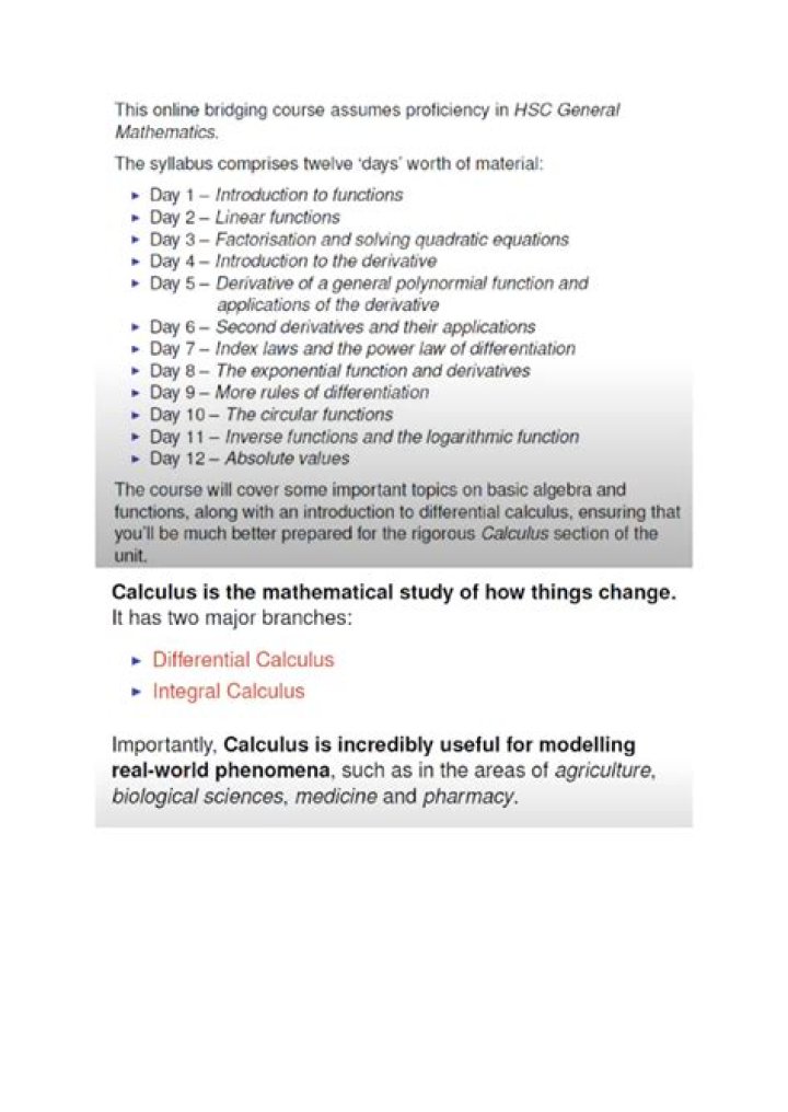 Can you do a bridging course for maths?