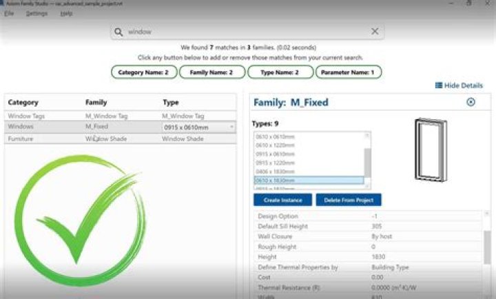 Can you search for a family in Revit?