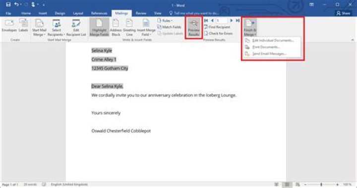 Como finalizar y combinar en Word?