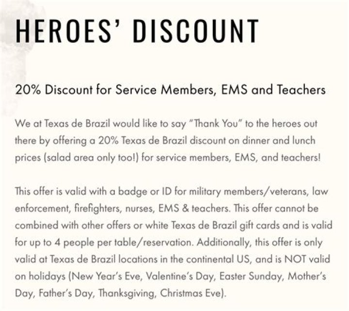 Does Texas de Brazil give discounts?