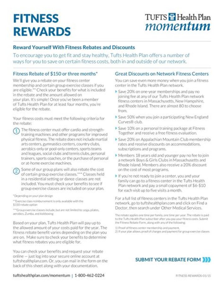 Does Tufts offer gym membership reimbursement?