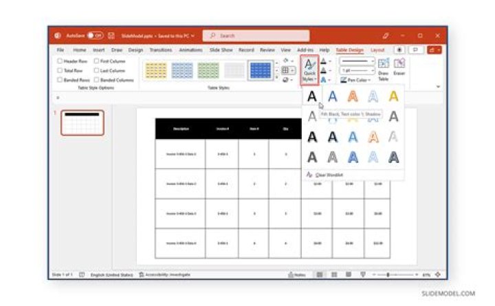 How can I make my table more attractive in PowerPoint?