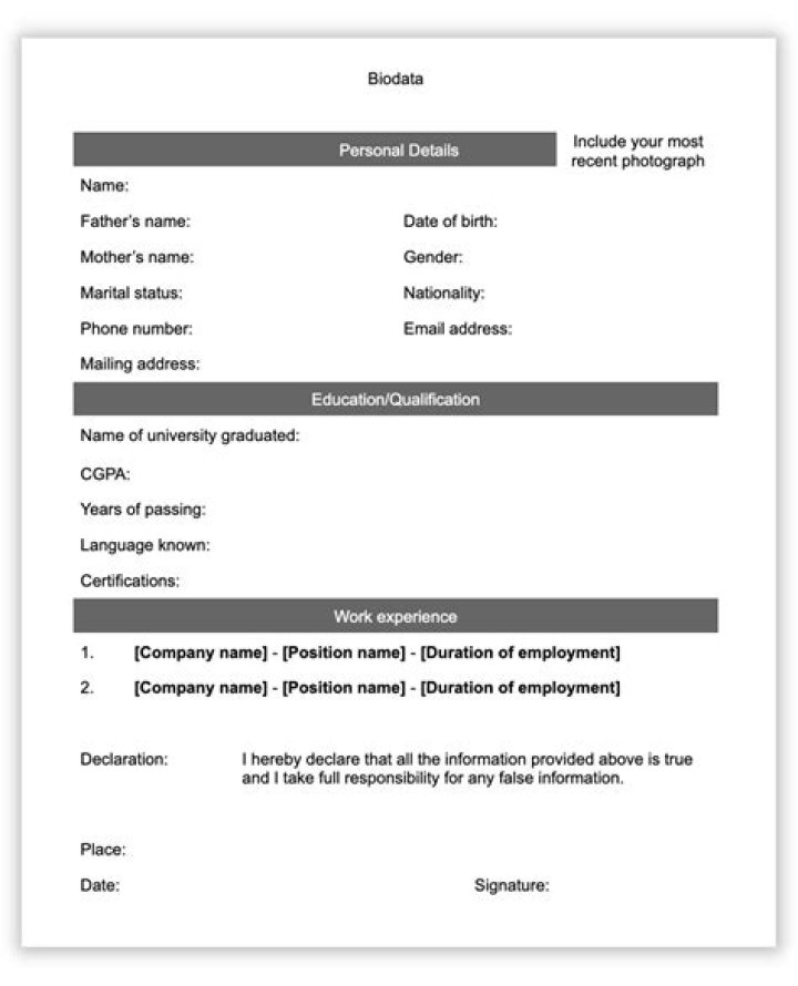 How can make biodata for students?