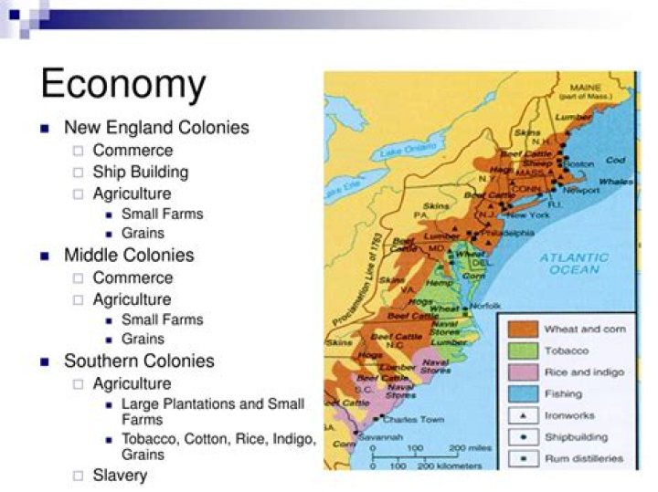 How did geography affect the economies of the three colonial regions?