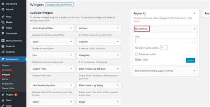 How do I add a recent post widget to WordPress?
