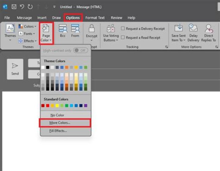 How do I change the background color in Outlook 2010?