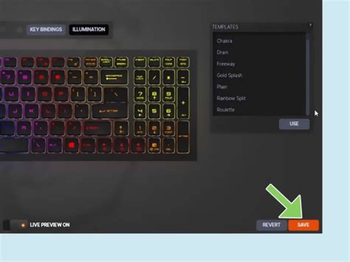 How do I change the light on my Rosewill keyboard?