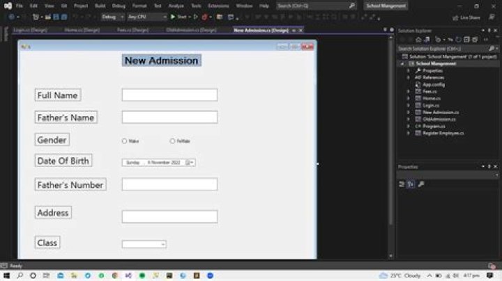 How do I change the order of forms in Visual Studio?
