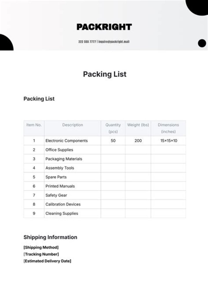 How do I create a packing list for shipping?