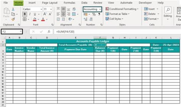 How do I create an accounting sheet in Excel?