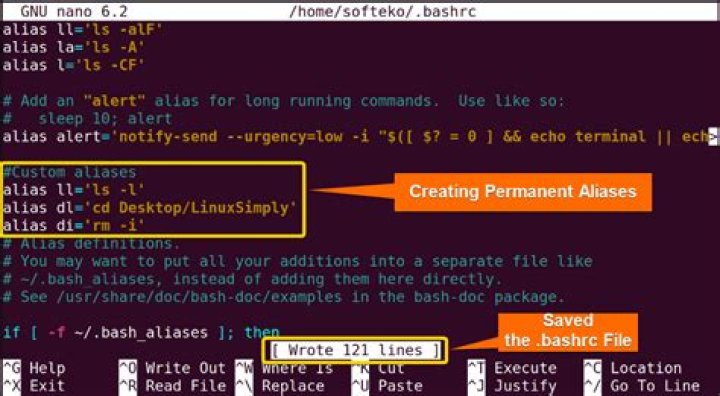 How do I edit an alias in Linux?