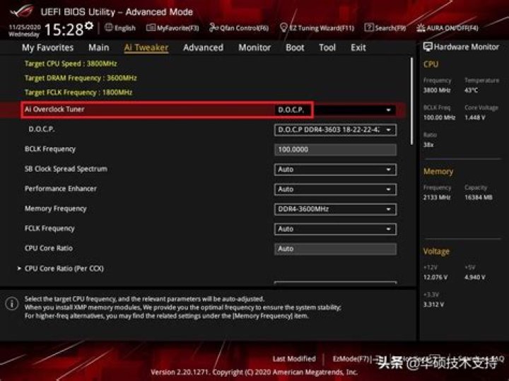 How do I enable DOCP in BIOS?