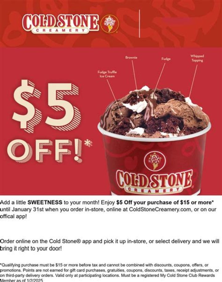 How do I get coupons for Cold Stone Creamery?