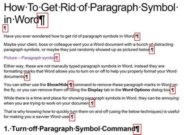 How do I get rid of the paragraph symbol in Word?
