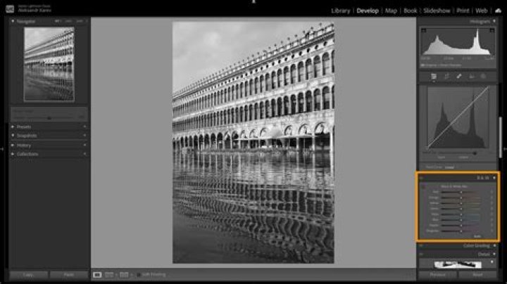 How do I make a photo black and white in Lightroom?