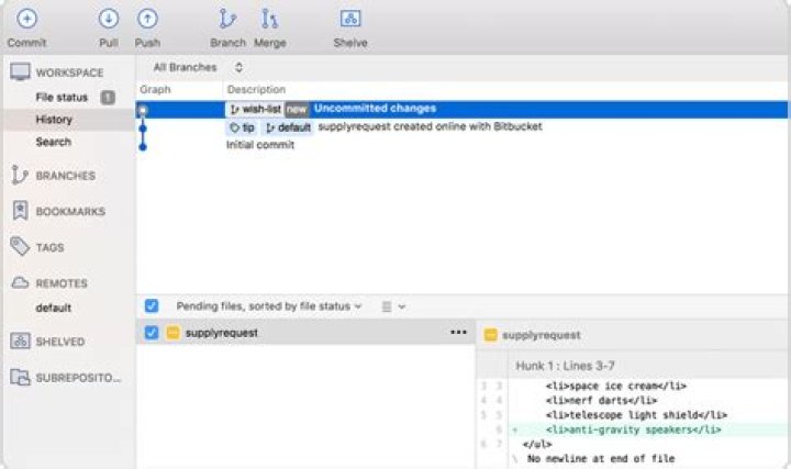 How do I merge an update in Sourcetree?