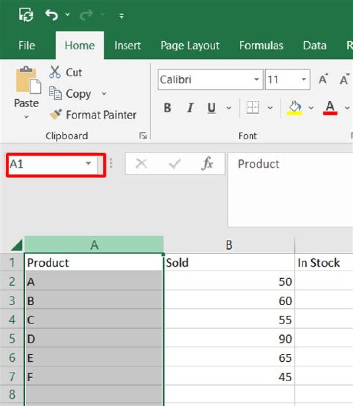 How do I rename a column header in Excel?
