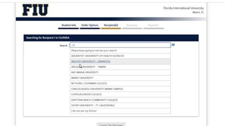 How do I request transcripts from FIU?