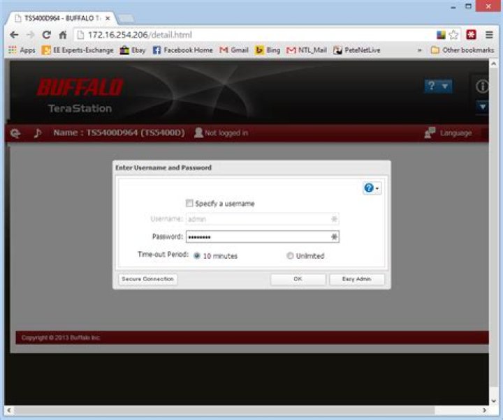 How do I reset my Buffalo TeraStation admin password?