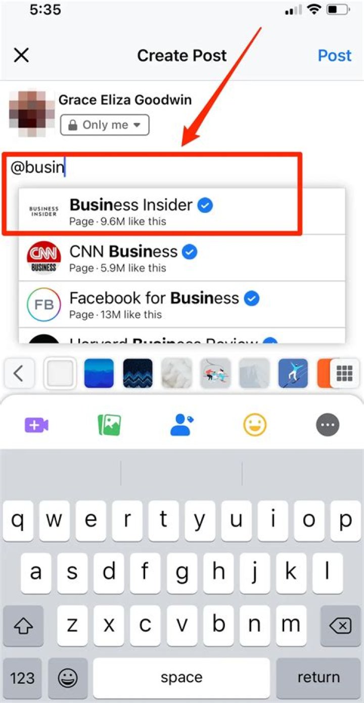 How do I tag someone in a post on Facebook from my Iphone?