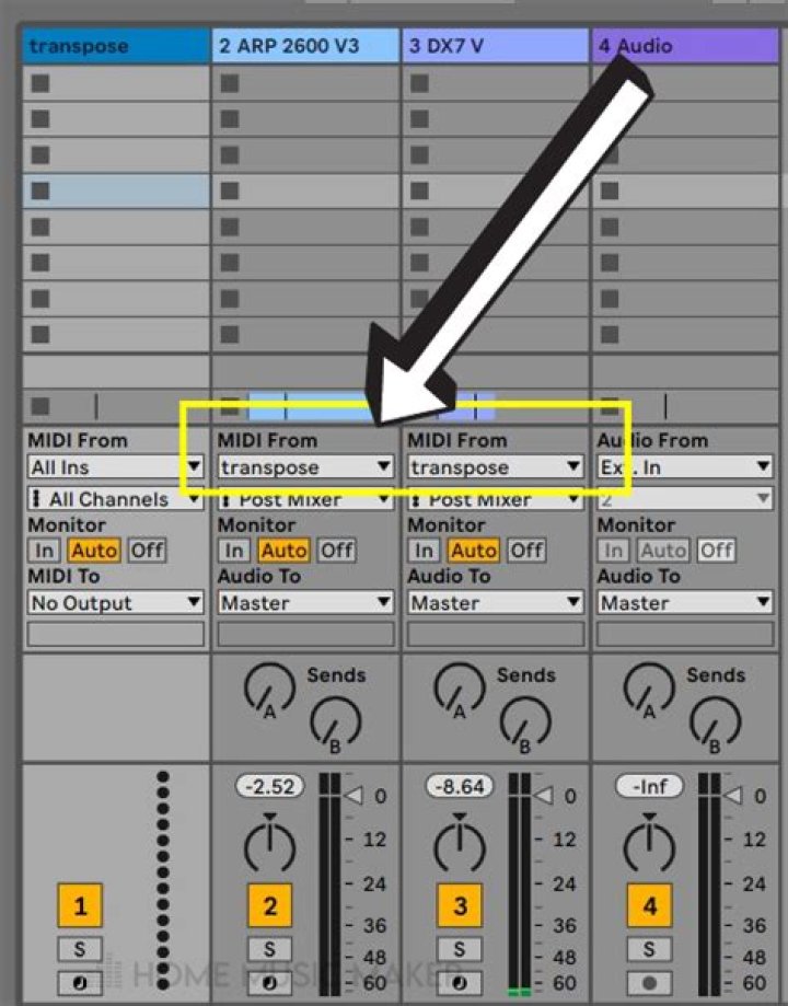 How do I transpose MIDI in GarageBand?