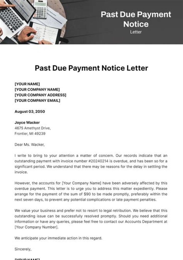 How do I write a past due letter for rent?