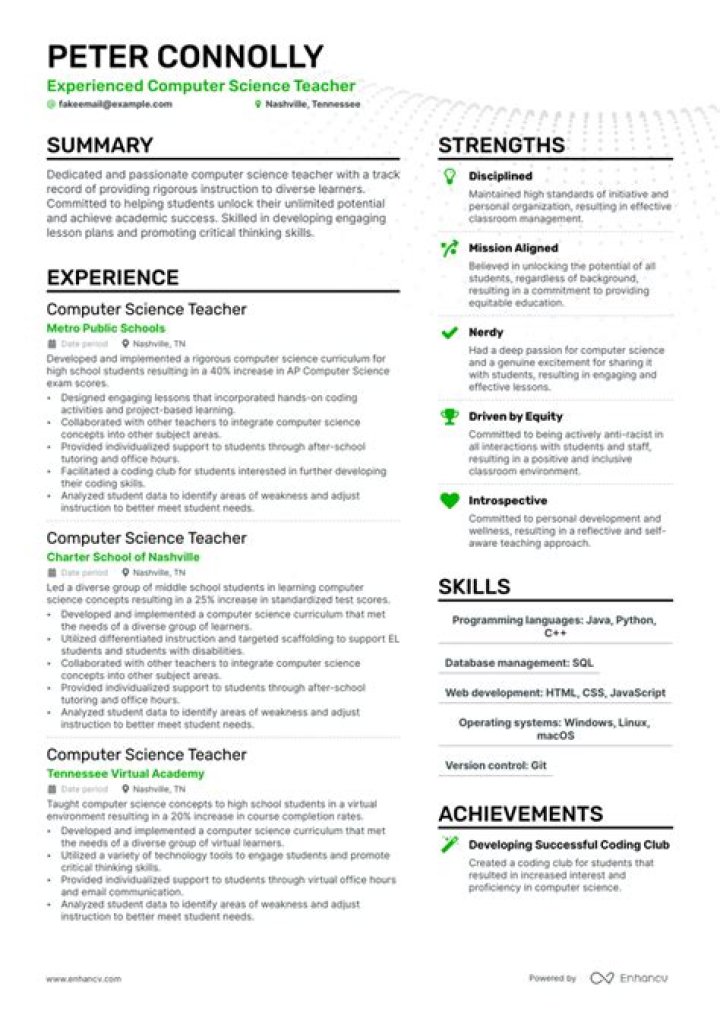 How do I write a resume for computer teacher?
