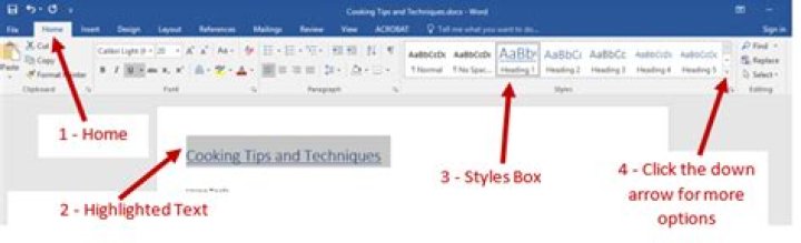 How do you apply Heading 1 in Word?