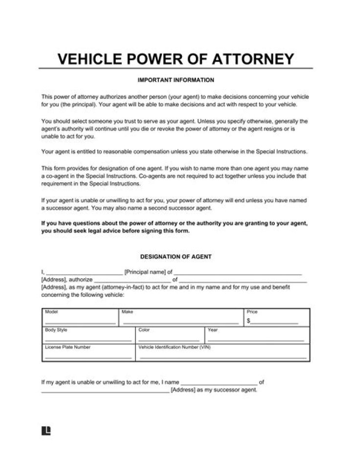 How do you buy a car with power of attorney?