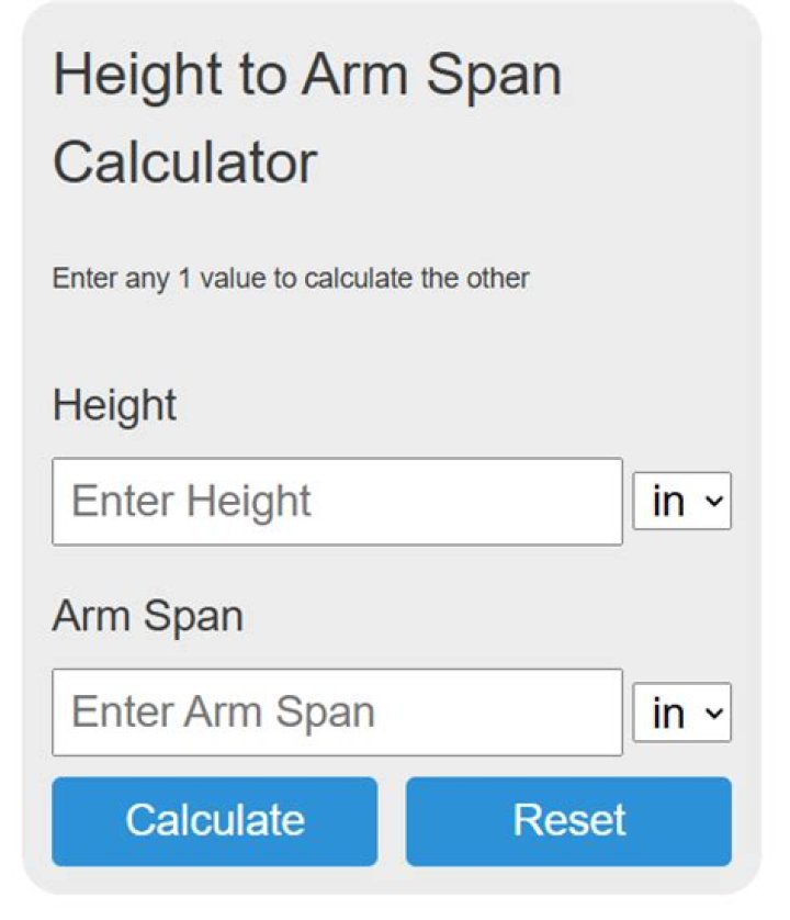 How do you calculate arm span to height ratio?
