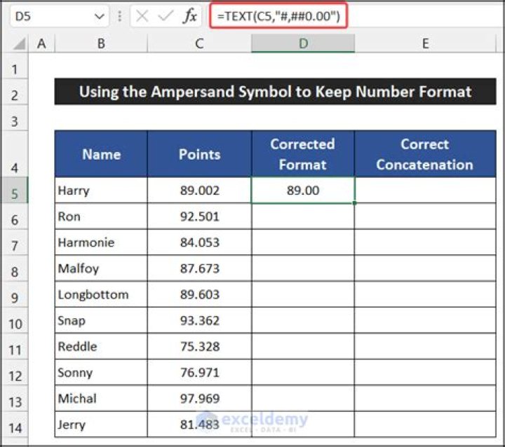 How do you CONCATENATE in Excel and keep number format?