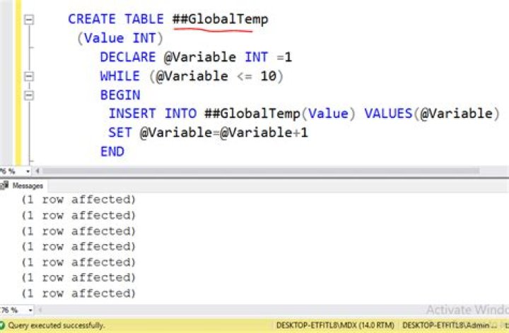 How do you create a global temp table?