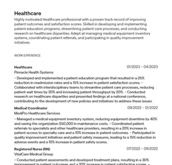 How do you describe home health care on a resume?