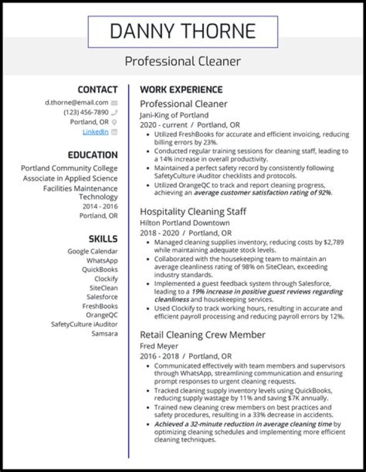 How do you describe office cleaning on a resume?