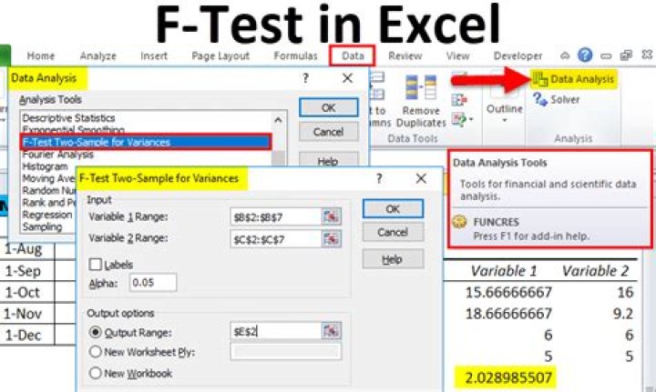 How do you do an F test in Excel?