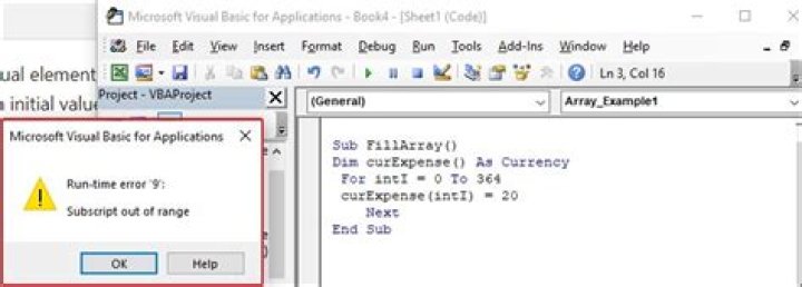 How do you fix runtime error 9 subscript out of range in VBA?