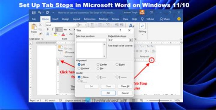How do you set a tab stop in Word 2010?
