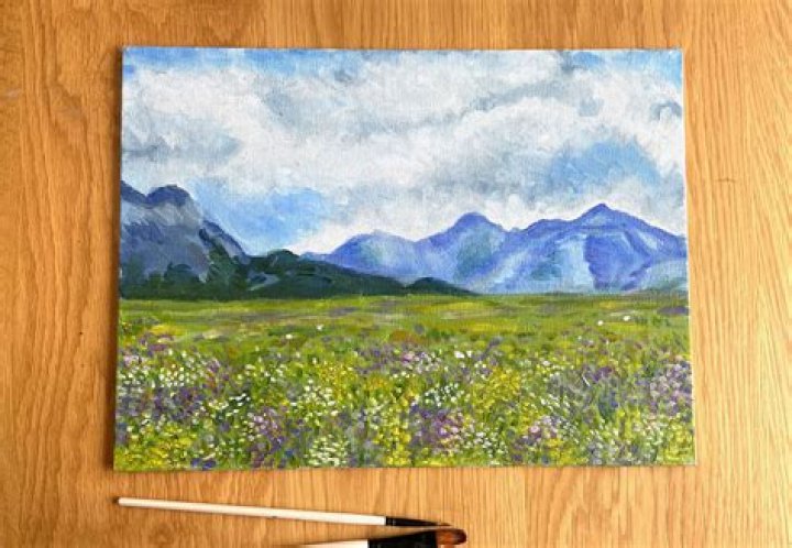 How do you start an acrylic landscape painting?