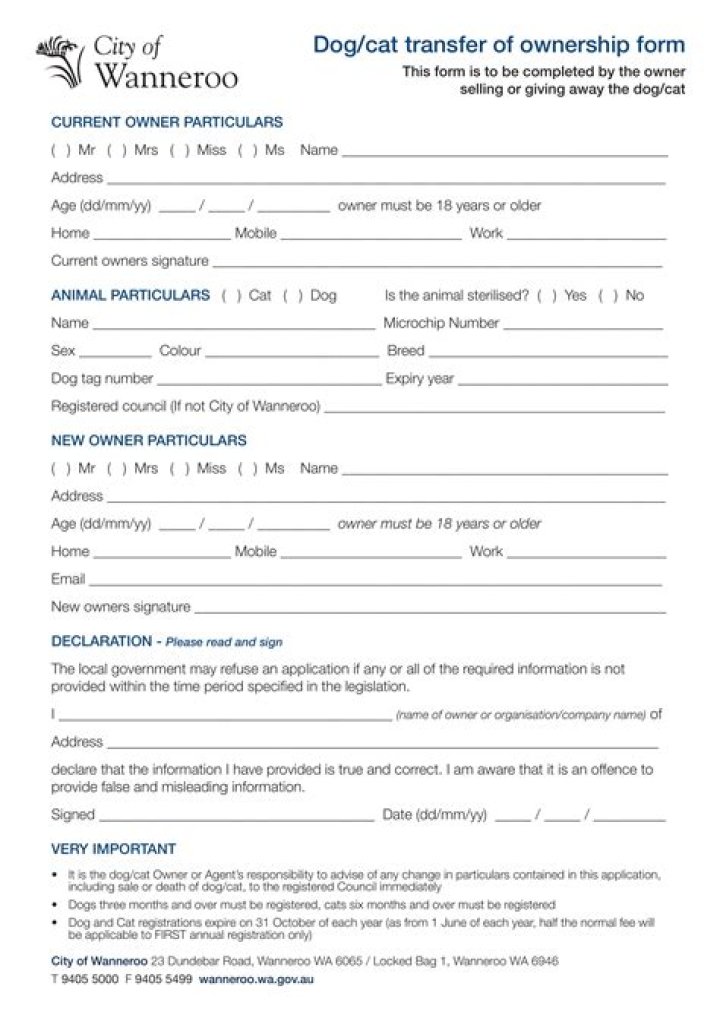 How do you transfer ownership of a dog?