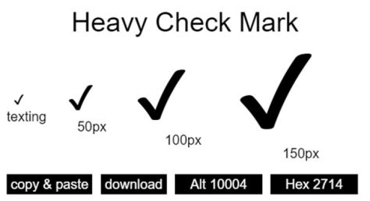 How do you type a heavy check mark?