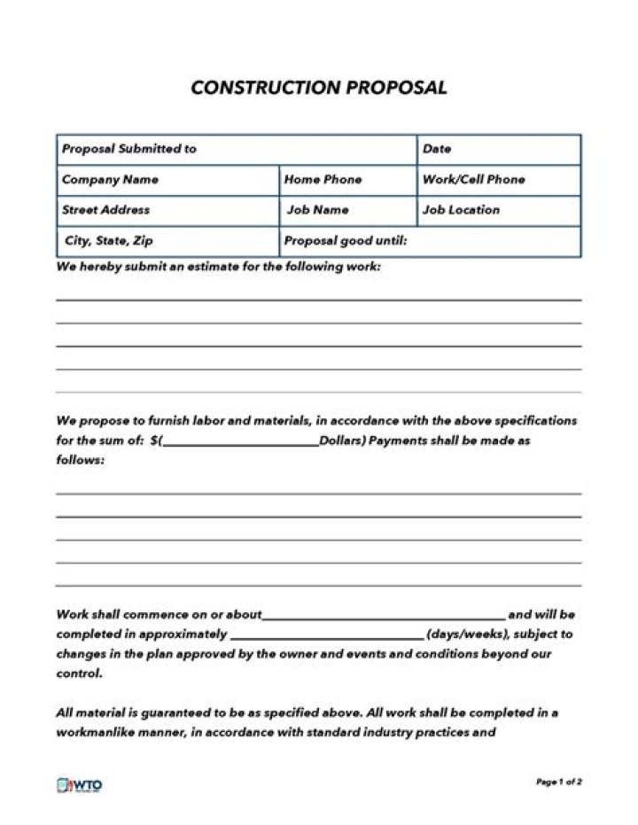 How do you write a construction proposal?