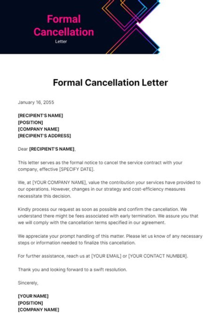 How do you write a formal letter to cancel a reservation?