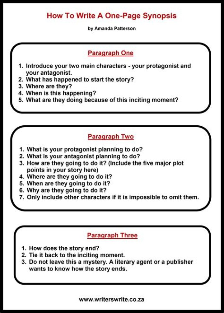 How do you write a one page synopsis for a screenplay?