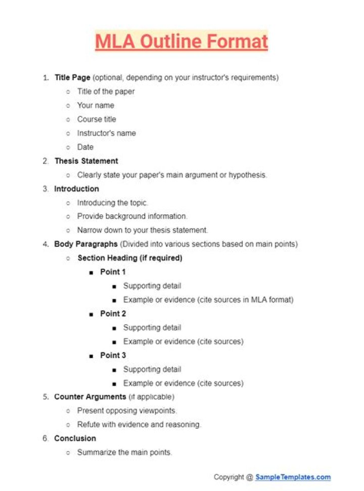 How do you write an outline for a research paper MLA?