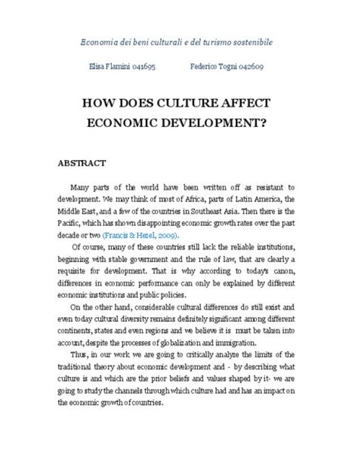 How does culture affect economic development?