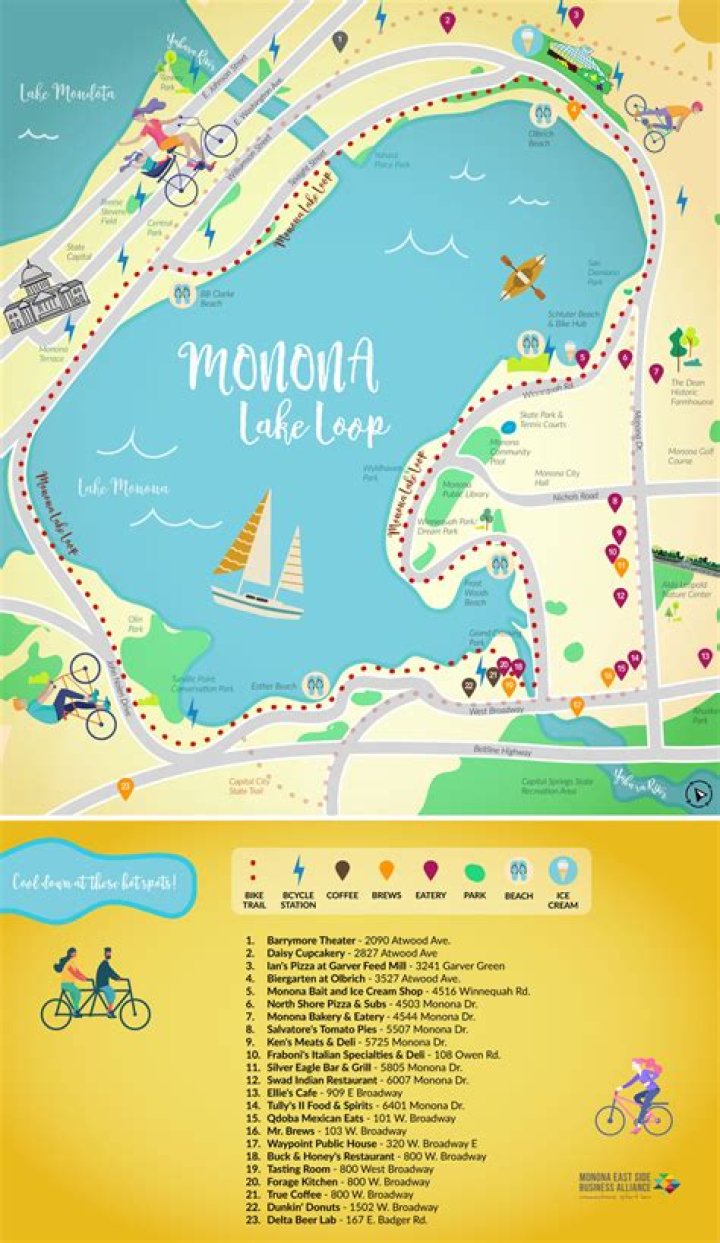How far is the bike trail around Lake Monona?