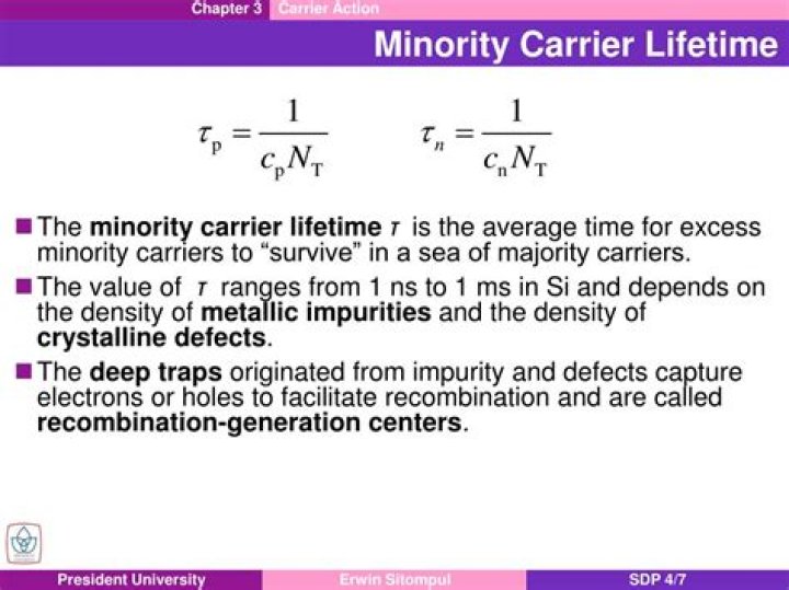 How is lifetime minority carrier calculated?